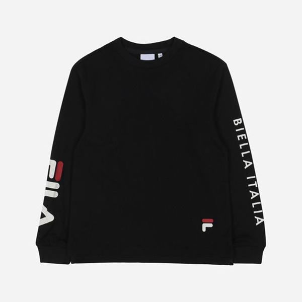 Fila Tričká Detske Čierne - Biella Italia Crew Neck L/S Vypredaj - Slovakia 08429-ITLJ